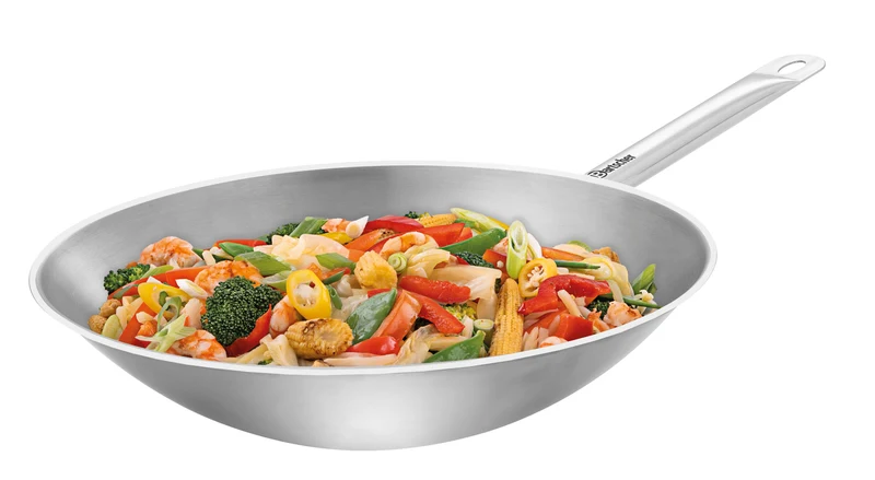 Wok / sauteuse inox Ø 385 mm fond plat induction W385F – Bartscher