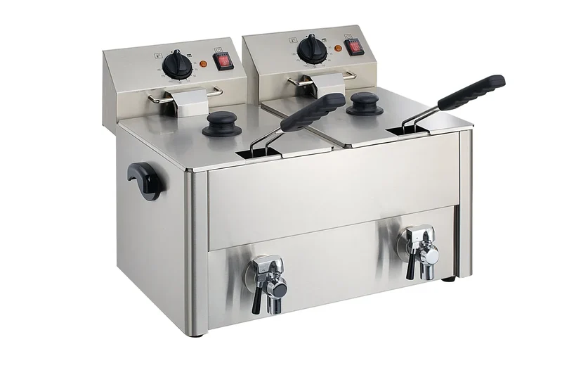 Friteuse électrique double ECO 10+10 litres avec robinet de vidange