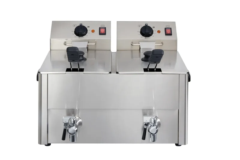 Friteuse électrique double ECO 10+10 litres avec robinet de vidange