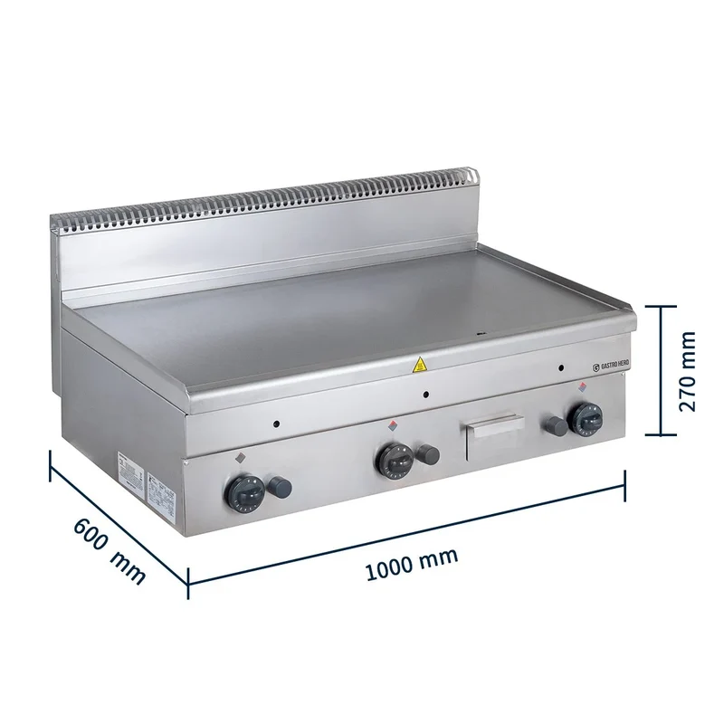 Plaque grill gaz Série 600 - 100/60 - lisse - appareil de table - 15,3 kW