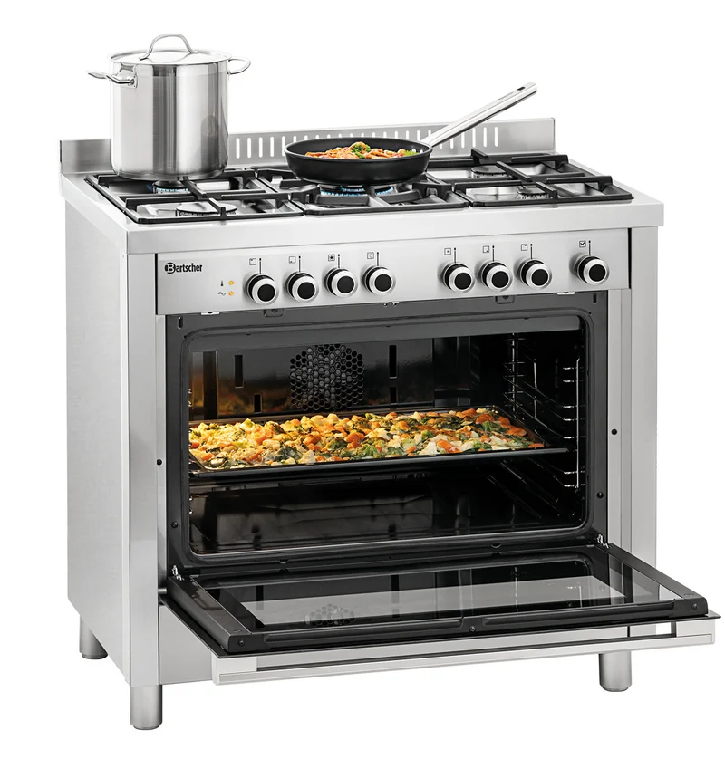 Cuisinière à gaz BGH 600-521 – 5 feux + four – Bartscher