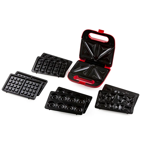 Gaufrier multifonctions 5 plaques 750 W Snack Party rouge Domo