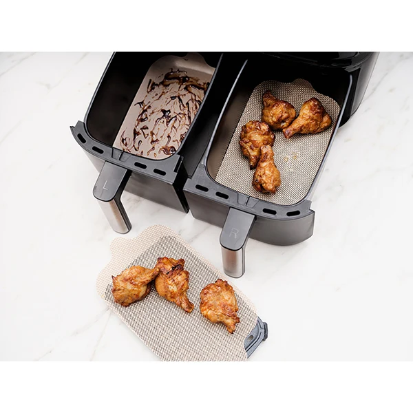 Set de feuilles de cuisson rectangulaires pour friteuses à air chaud double panier NoStik