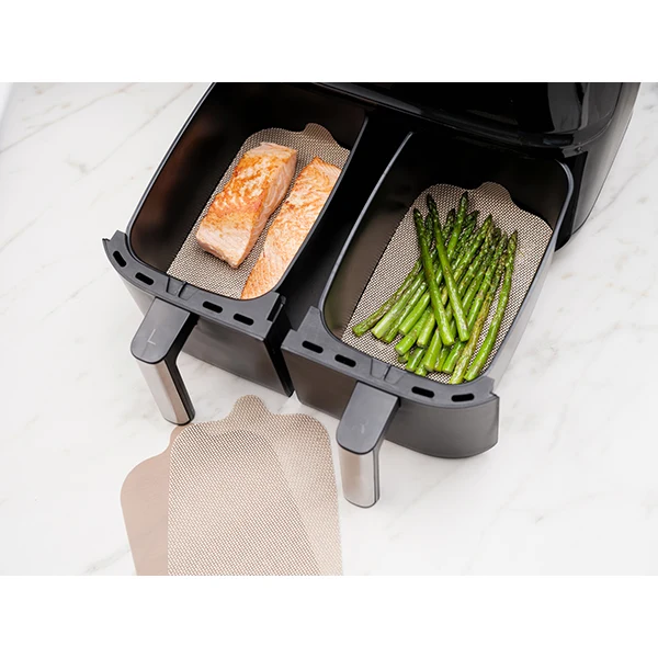 Set de feuilles de cuisson rectangulaires pour friteuses à air chaud double panier NoStik
