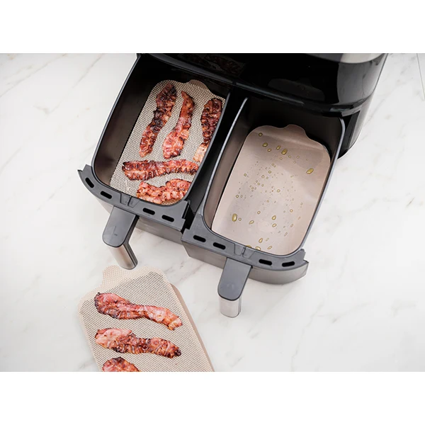 Set de feuilles de cuisson rectangulaires pour friteuses à air chaud double panier NoStik