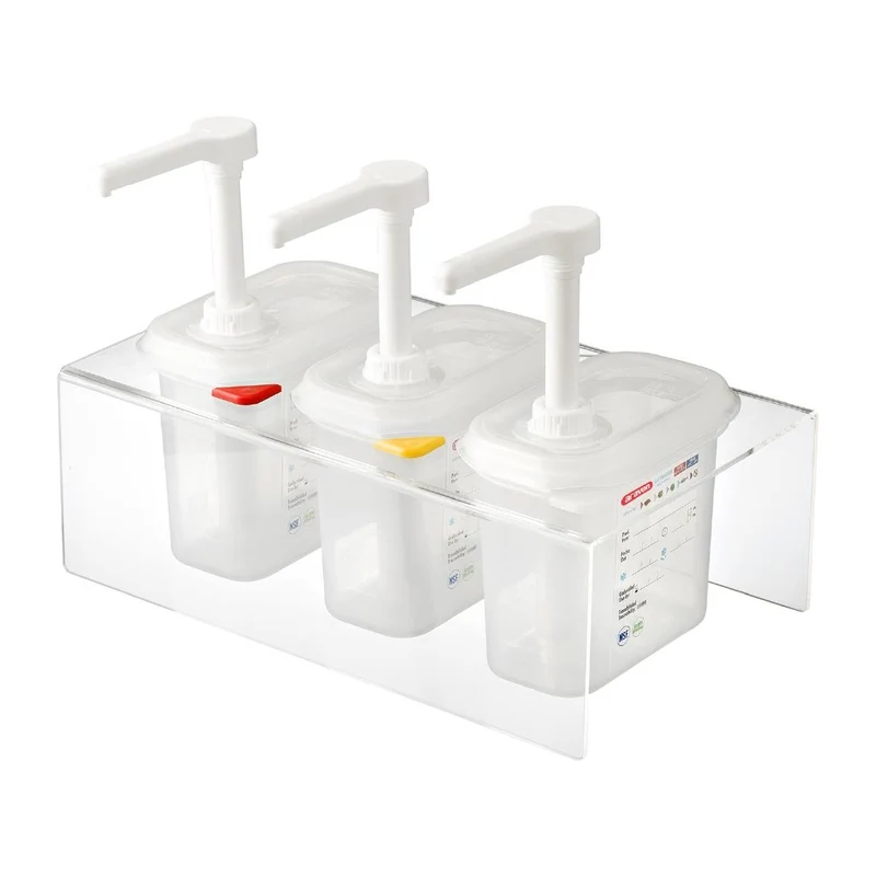 Lot de 3 distributeurs de sauce Araven GN 1/9 transparents 1,5L