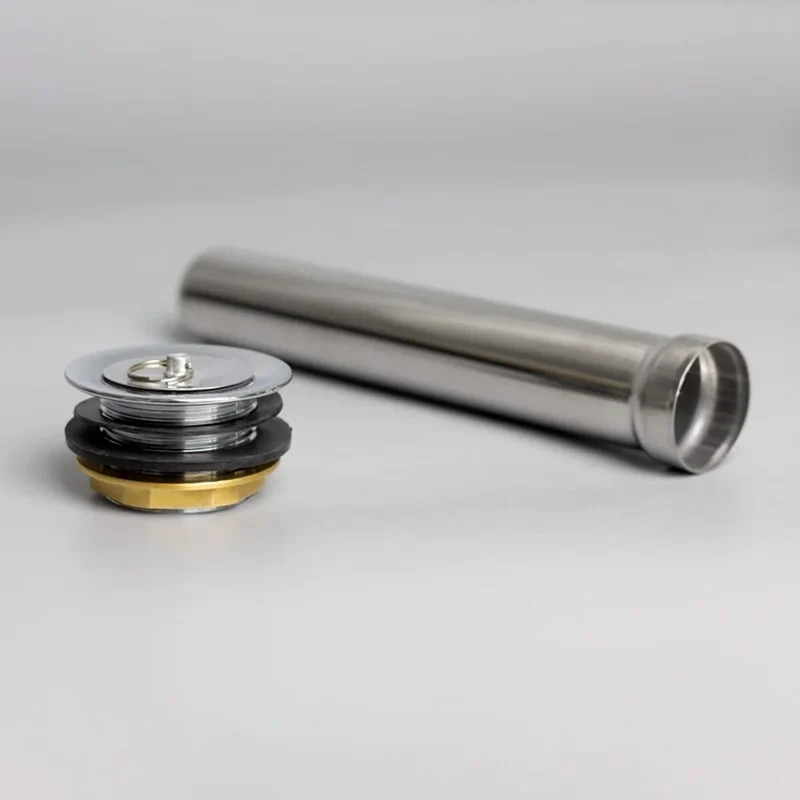 [ET] Bonde d’évacuation en métal avec tube de trop-plein et bouchon pour tables de plonge Basic