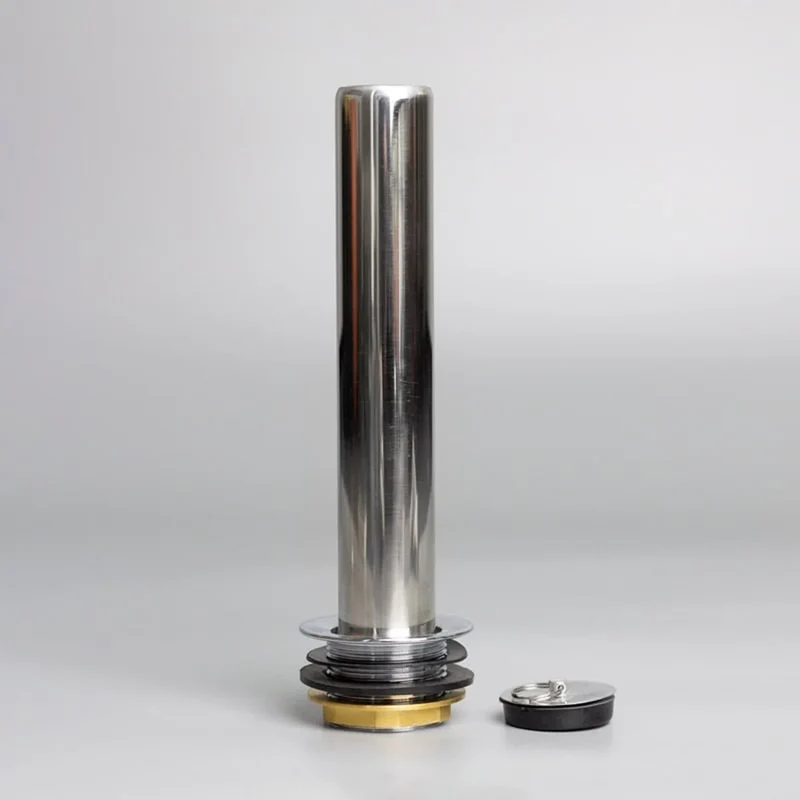 [ET] Bonde d’évacuation en métal avec tube de trop-plein et bouchon pour tables de plonge Basic