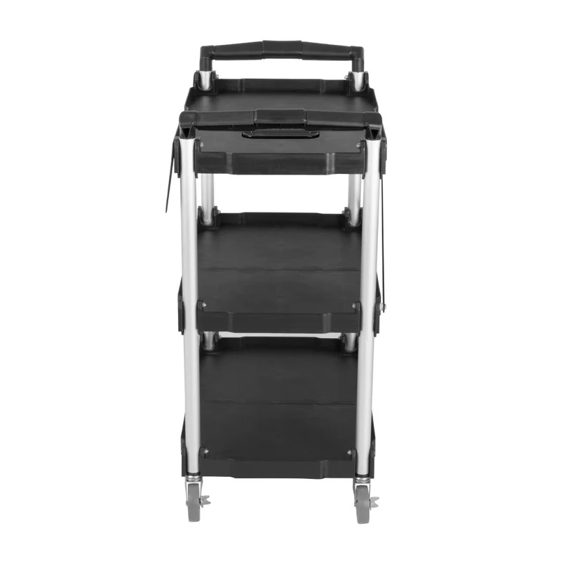 Petit chariot pliant en polypropylène Vogue 3 niveaux noir