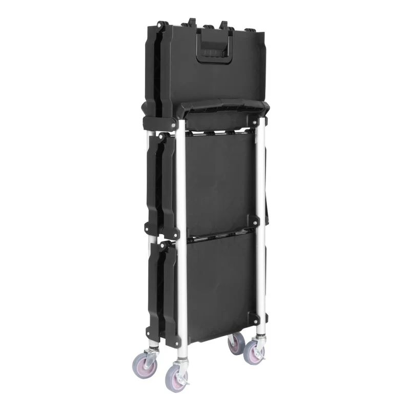 Petit chariot pliant en polypropylène Vogue 3 niveaux noir