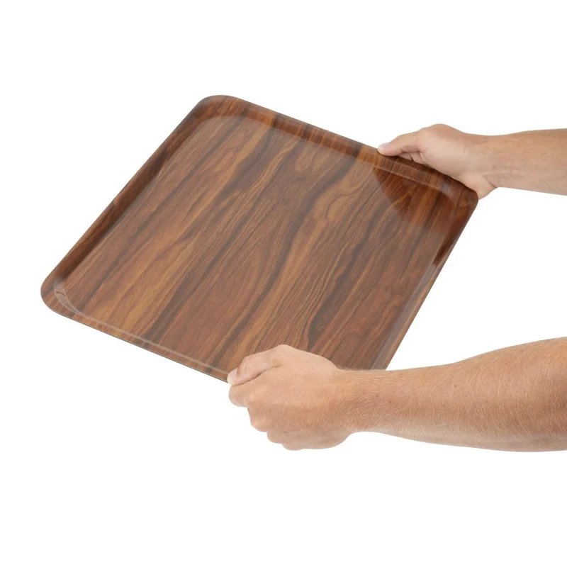 Plateaux stratifiés lisses Capri Cambro noyer 460 mm (lot de 24)