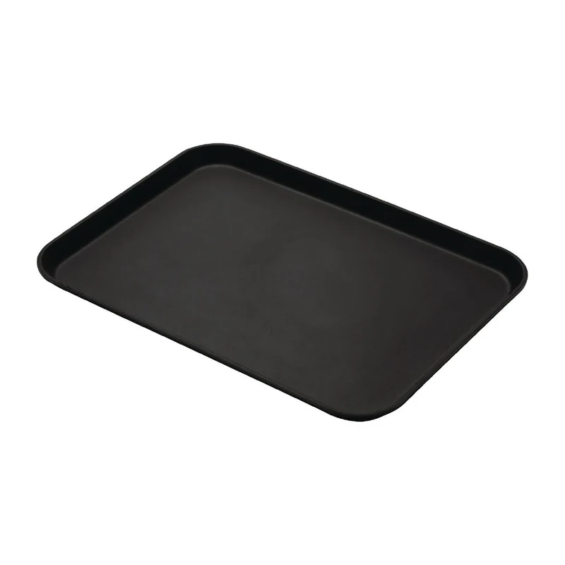 Plateau de service rectangulaire fibre de verre antidérapant Camtread Cambro noir 450x650mm (lot de 6)
