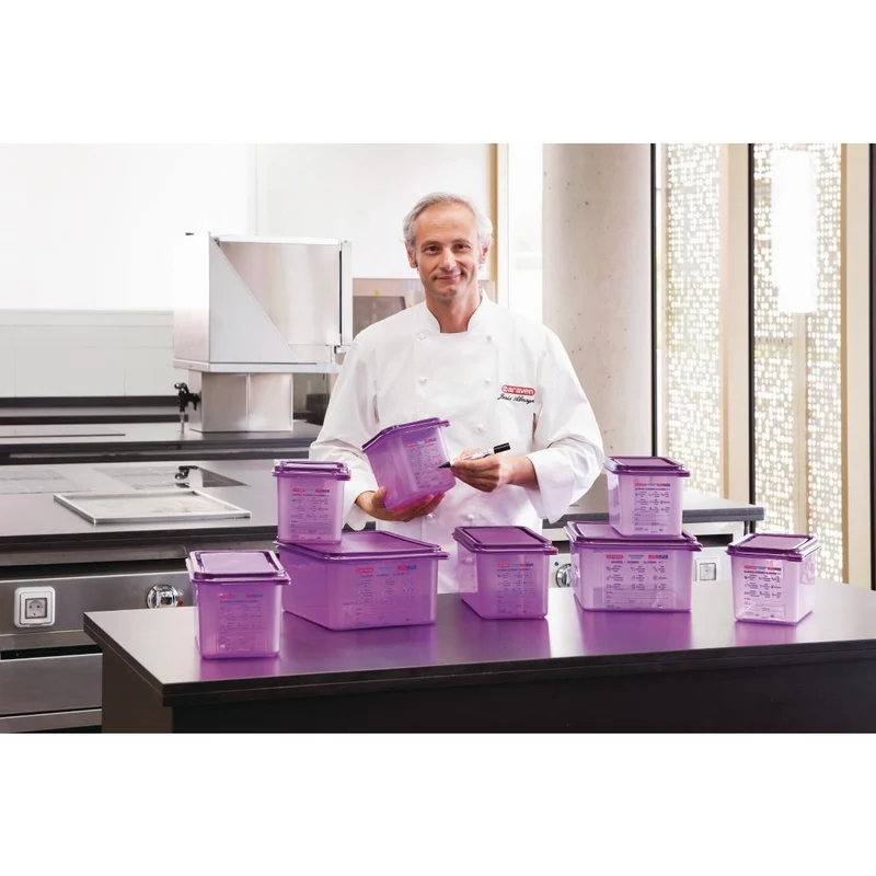 Bac hermétique violet antiallergénique GN1/6 Araven 2,6L