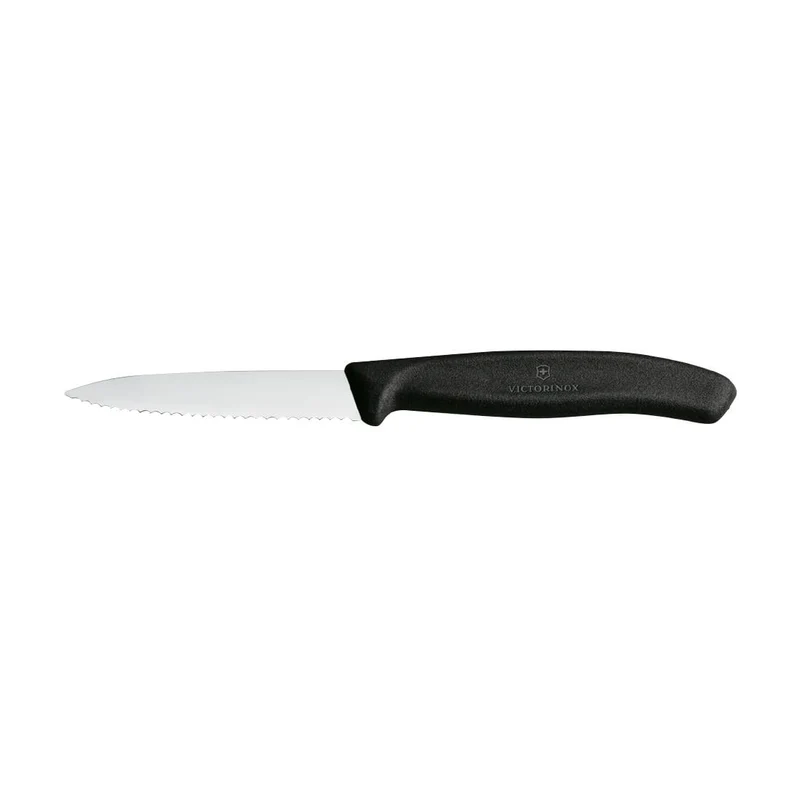 Couteau d'office denté pointu Victorinox 8cm noir
