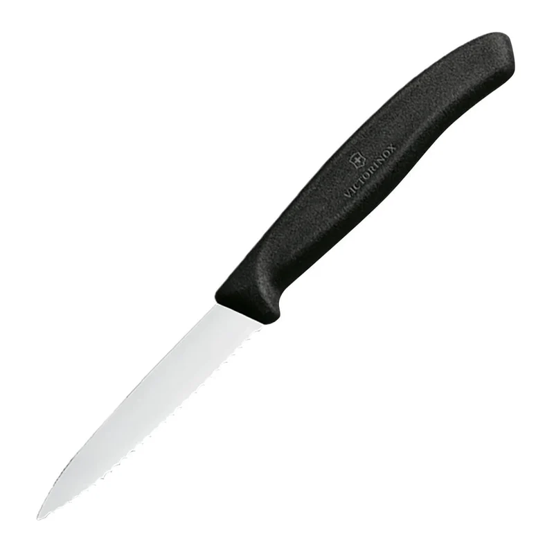 Couteau d'office denté pointu Victorinox 8cm noir