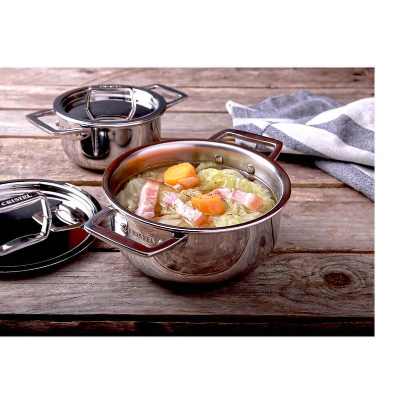 Set "tête-à-tête" avec 2 mini faitouts inox et couvercles Castel'pro - CRISTEL