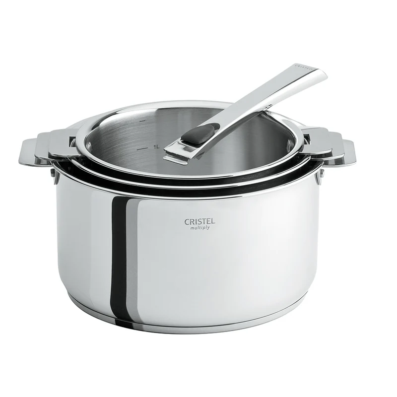 Lot de 3 Casseroles inox Casteline avec 1 poignée INCLUSE - CRISTEL