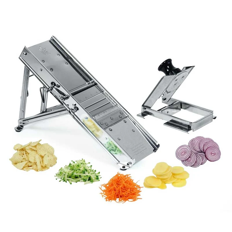 Mandoline Inox Professionnelle avec Chariot 3 & 10 mm - Louis Tellier