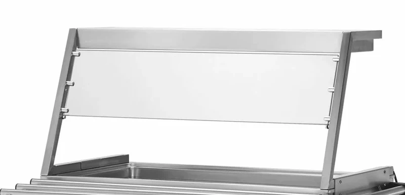 Rehausse avec éclairage et pare-haleine pour chariot Bain-Marie PROFI 4x GN 1/1 avec bacs séparés