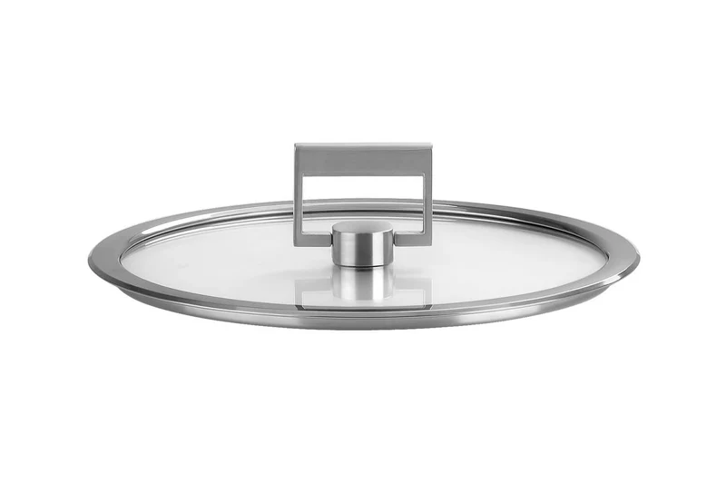 Couvercle plat Cristel Strate Fixe en verre trempé avec bouton rabattable