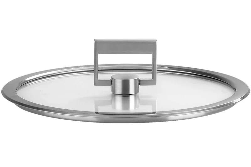 Couvercle plat Cristel Strate Fixe en verre trempé avec bouton rabattable