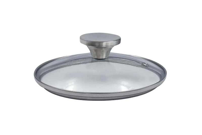 Couvercle en verre bombé Cookut à bouton en inox