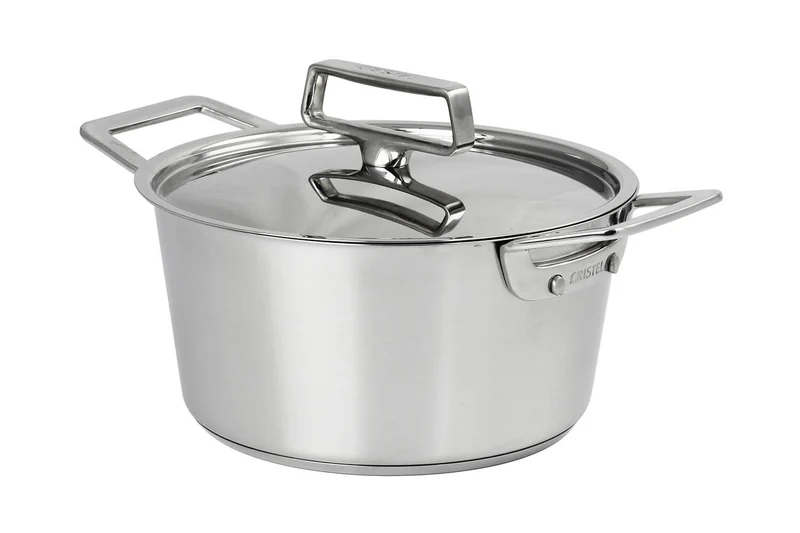 Faitout Cristel 1826 en acier inoxydable 18/10 brossé + couvercle Castel'Pro en inox