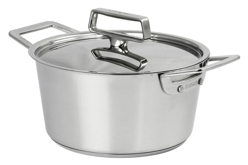 Faitout Cristel 1826 en acier inoxydable 18/10 brossé + couvercle Castel'Pro en inox
