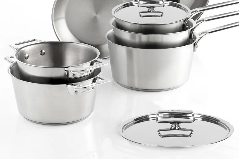 Faitout Cristel 1826 en acier inoxydable 18/10 brossé + couvercle Castel'Pro en inox