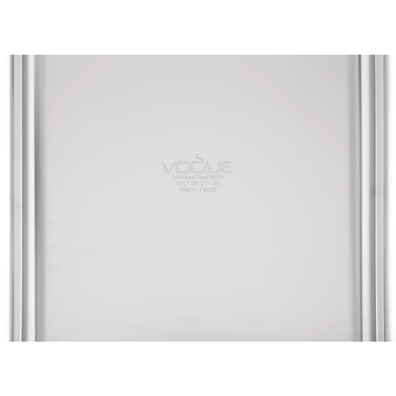 Bac inox 18/10 GN 1/1 professionnel Vogue 20mm