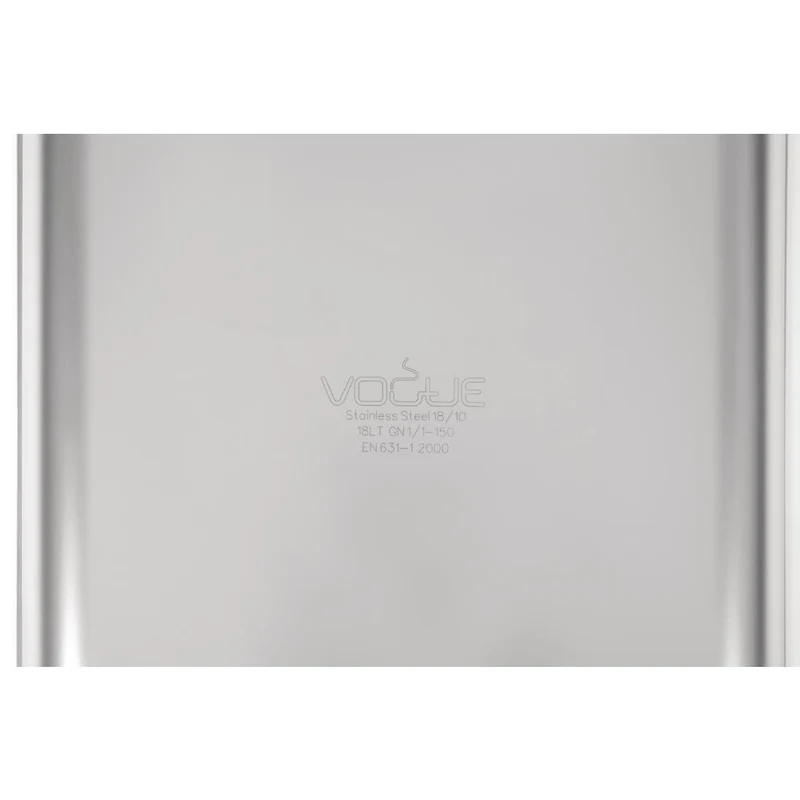 Bac inox 18/10 GN 1/1 professionnel Vogue 150mm