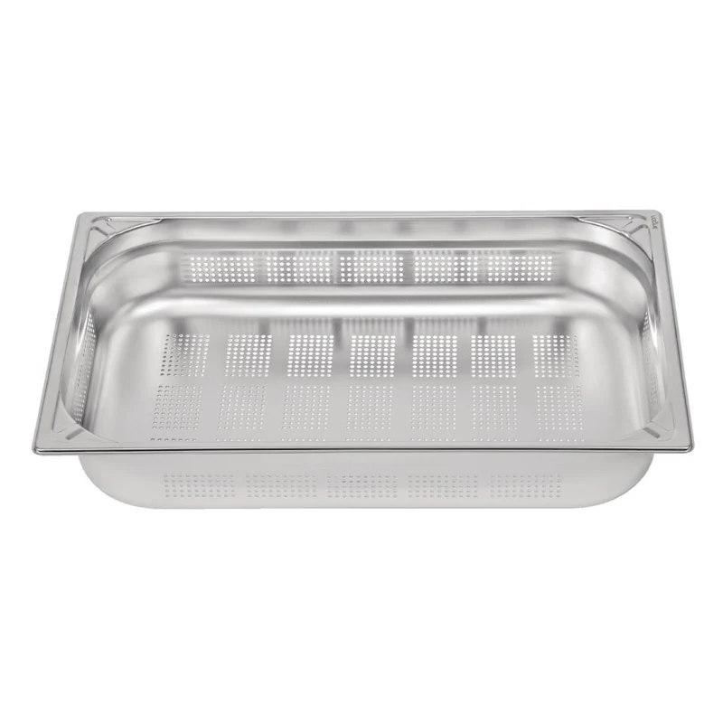 Bac inox 18/10 perforé GN 1/1 professionnel Vogue 100mm