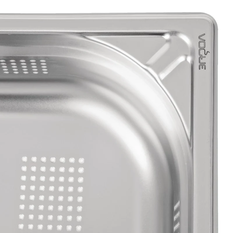 Bac inox 18/10 perforé GN 1/1 professionnel Vogue 100mm