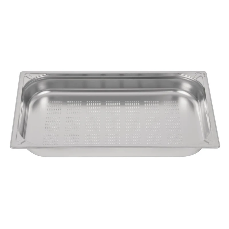 Bac inox 18/10 perforé GN 1/1 professionnel Vogue 65mm