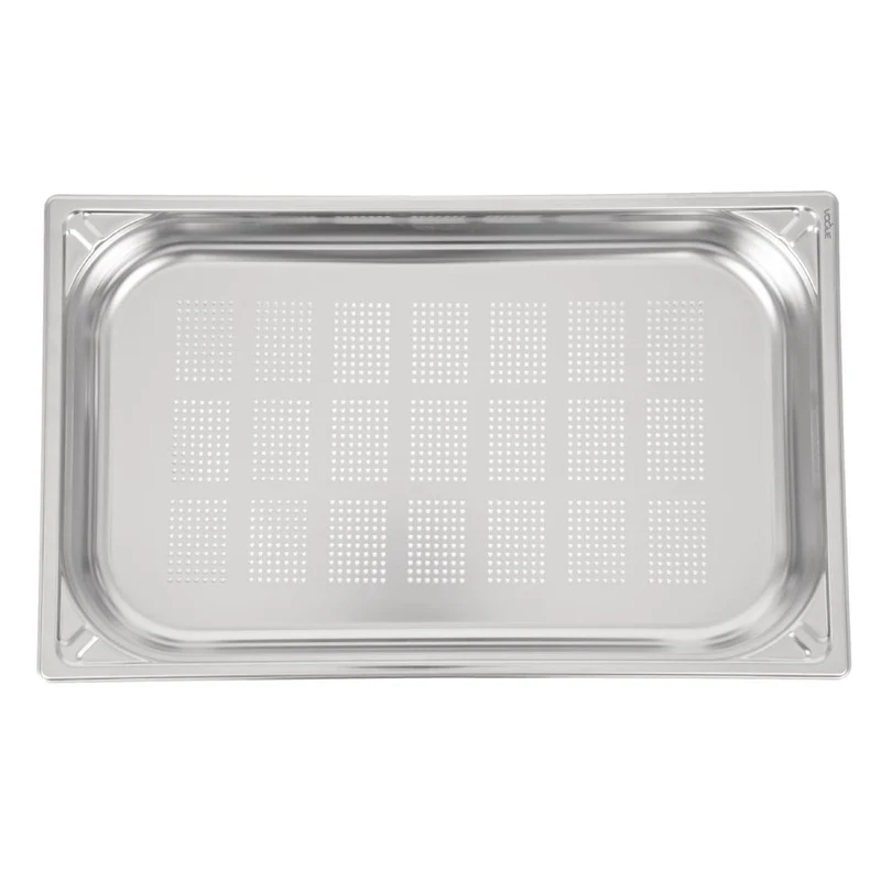 Bac inox 18/10 perforé GN 1/1 professionnel Vogue 65mm