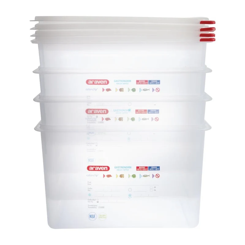 Boîtes alimentaires en polypropylène Araven GN 1/1 27,5L (lot de 4)