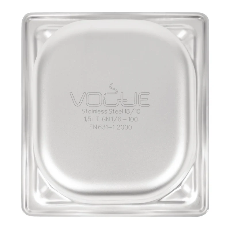 Bac inox 18/10 GN 1/6 professionnel Vogue 100mm