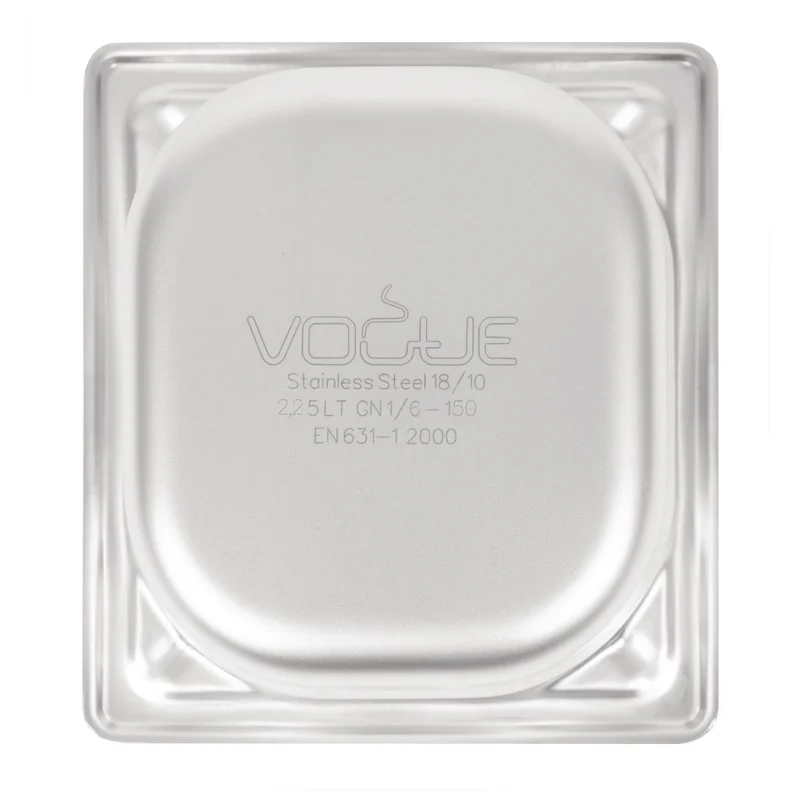 Bac inox 18/10 GN 1/6 professionnel Vogue 150mm