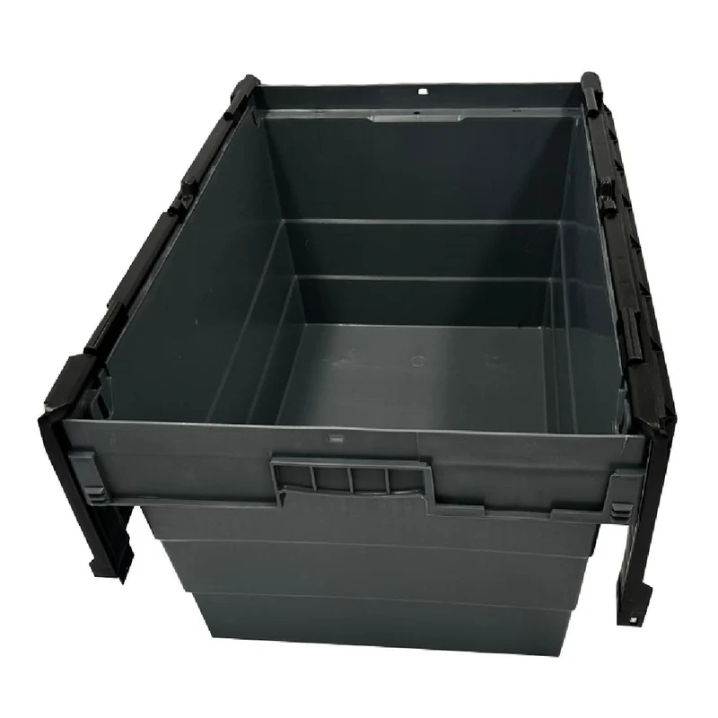 Caisse de transport/stockage en plastique Vogue avec couvercle attaché 600x400x320mm