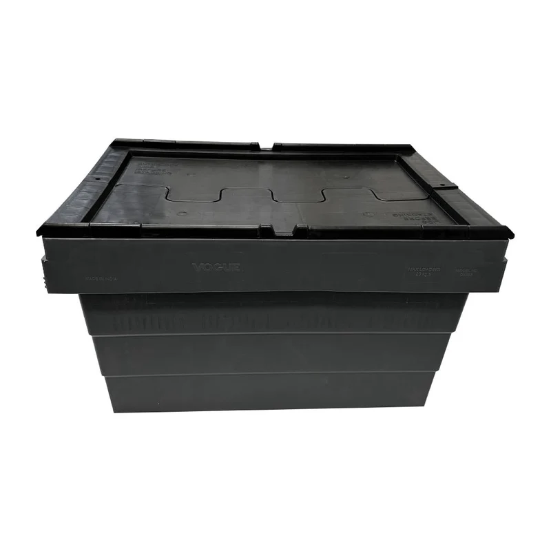 Caisse de transport/stockage en plastique Vogue avec couvercle attaché 600x400x320mm