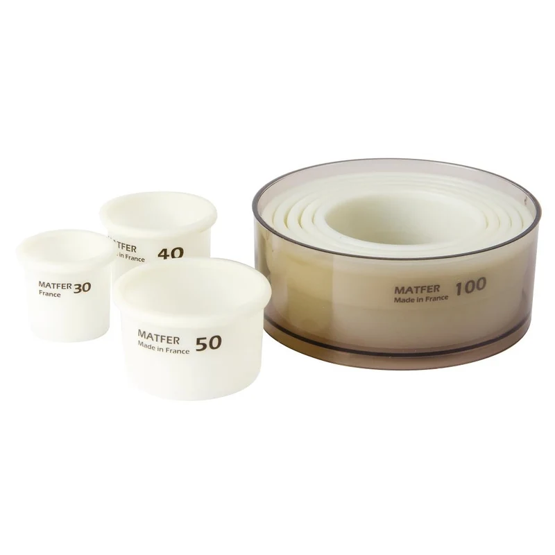 Lot de découpoirs ronds unis Exoglass 30 à 100mm Matfer Bourgeat (lot de 8)