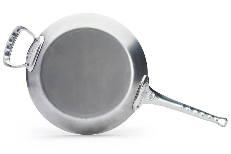 Poêle ronde De Buyer Mineral B Pro 32cm en acier, poignée et contre-poignée en fonte d'inox