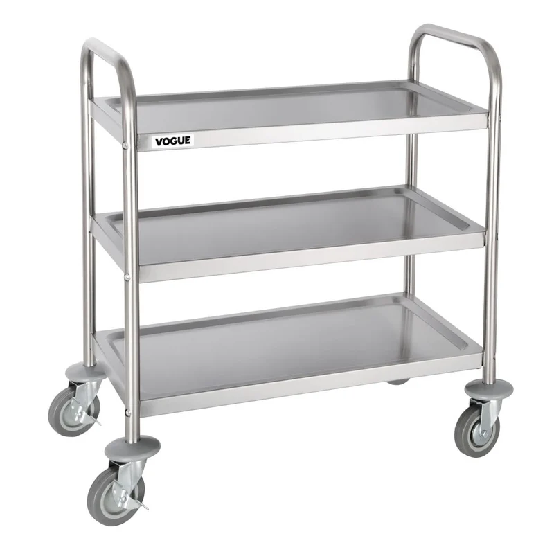 Chariot de débarrassage inox 3 niveaux petite taille Vogue