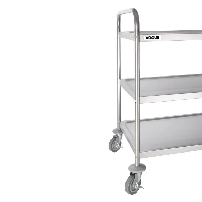 Grand chariot de débarrassage en inox Vogue 3 niveaux