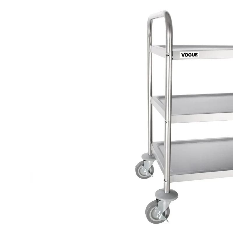 Chariot de débarrassage medium en inox Vogue 3 niveaux