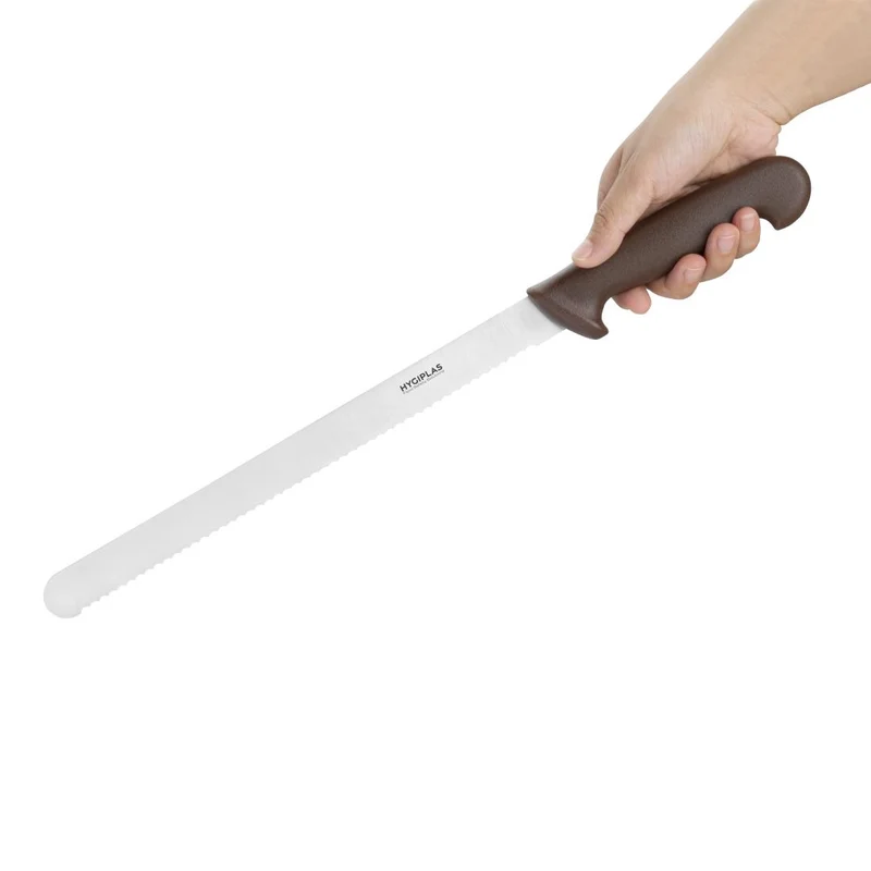 Couteau à génoise dentelé Hygiplas marron 30,5cm