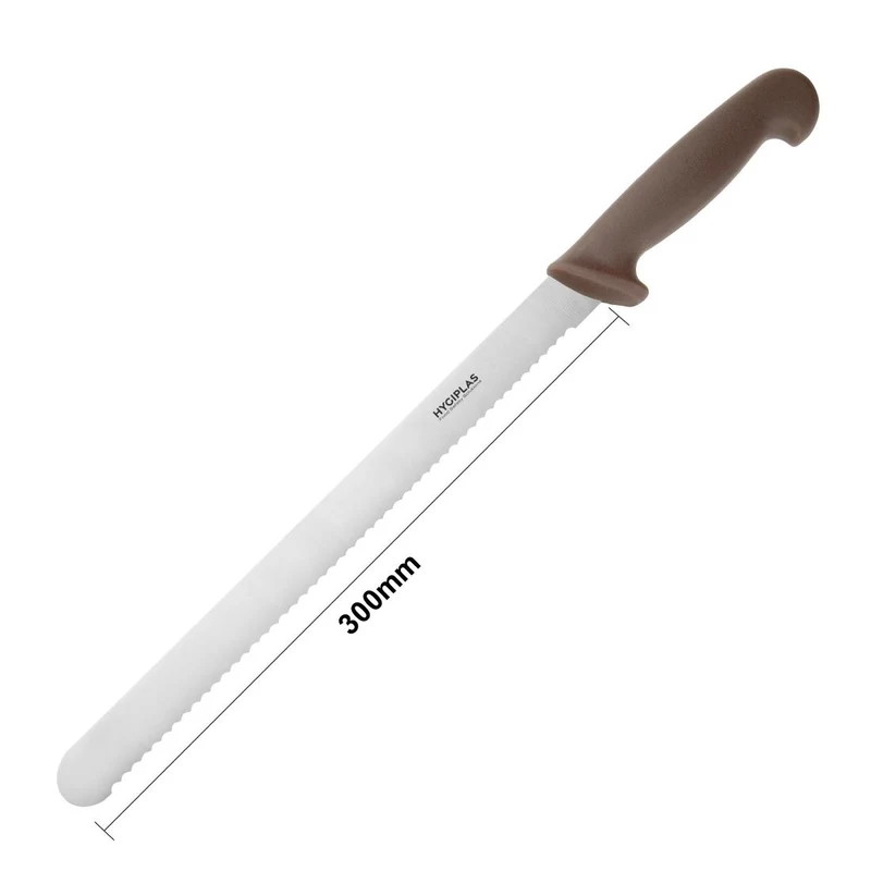 Couteau à génoise dentelé Hygiplas marron 30,5cm