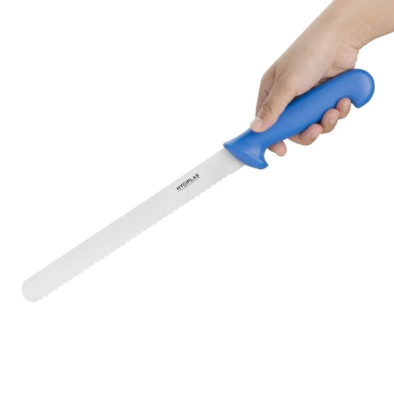 Couteau à génoise dentelé Hygiplas bleu 254 mm