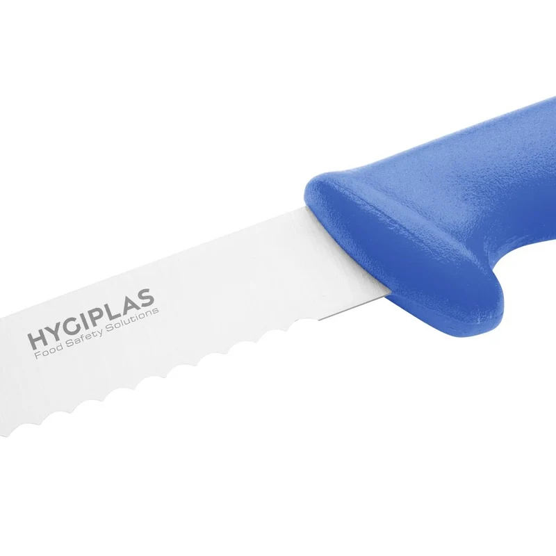 Couteau à génoise dentelé Hygiplas bleu 254 mm
