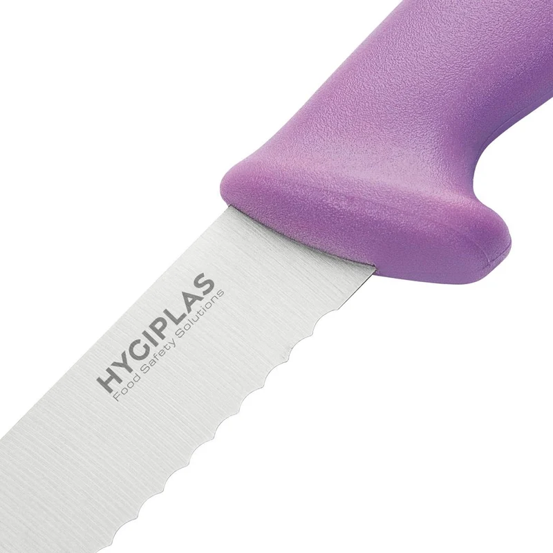Couteau à génoise dentelé Hygiplas violet 30,5cm